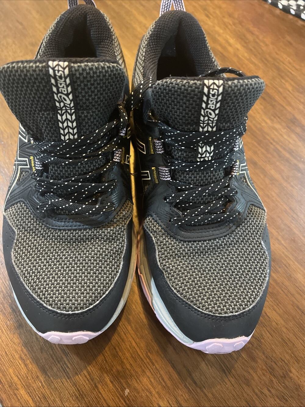 Asics Gel Women’s Trail Shoes Sz7 Running/Walking Sneaker Black/Ivory/Purple